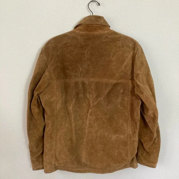 Vintage 70s Mens Camel Brown‎ Suede Leather Dagger Collar Jacket // Size Small - Picture 7 of 7